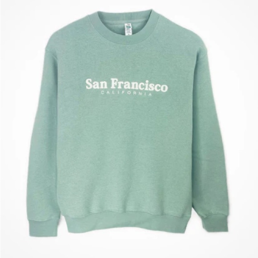 Women’s San Francisco, California Embroidered Green Crewneck Sweatshirt Size XS